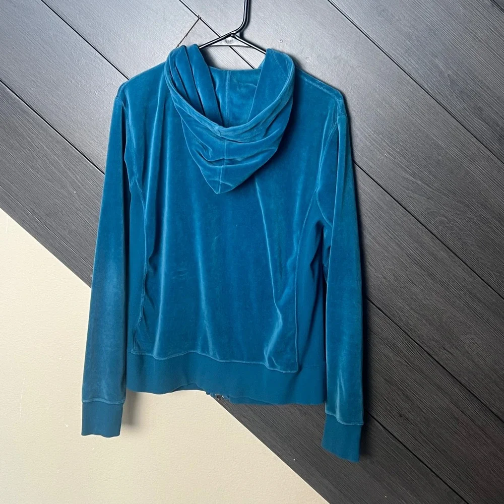 Nike Womens Velour Zip Hoodie Blue XL‎ Y2K Athleisure Casual Streetwear
